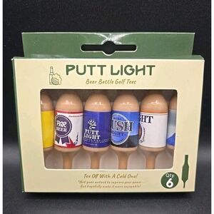 Putt Light Beer Bottle Golf Tees – Novelty Golf Gift – Set of 6